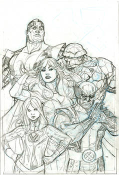 X-Men Fantastic Four 2 Cover Pencil