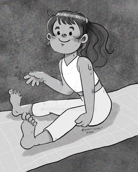 Girl resting on yoga mat