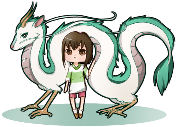 Spirited Away: Dragon Haku and Chihiro