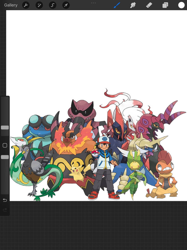 Ash Unova team, with Pikachu by Speeder152 on DeviantArt