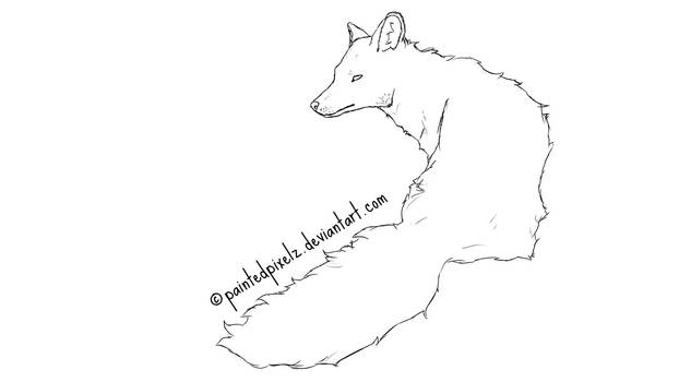 free Lineart canine wolf / fox