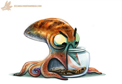 Daily Paint #986. Octopus vs. Cookie Jar (OA)