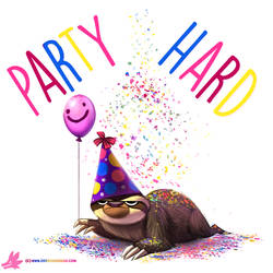 Daily Paint #1006. Party Sloth!
