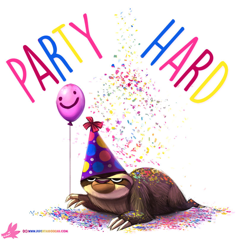 Daily Paint #1006. Party Sloth! by Cryptid-Creations