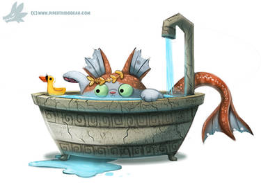 Daily Paint #1034. Poseidon Cat