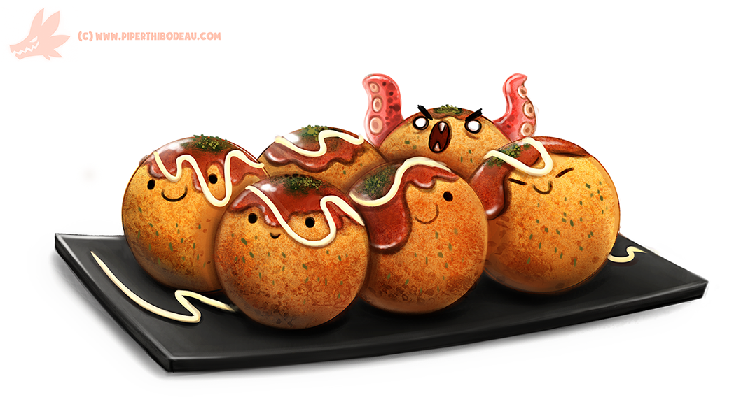 Daily Paint #1049. Takoyaki (Octopus Balls) by Cryptid-Creations on