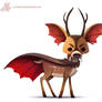 Daily Paint #1071. Vampire Deer...they exist