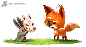 Daily Paint #1092. Kitsune Mask