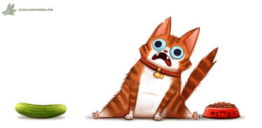 Daily Paint #1095. Cats VS. Cucumbers