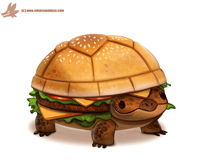 Daily Paint #1098. Turtle Burger by Cryptid-Creations on DeviantArt