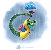 Daily Paint #1244. Quetzalraincoatl