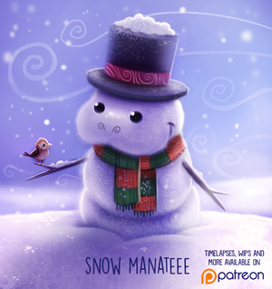 Daily Paint 1483. Snow Manatee by Cryptid-Creations Daily Paint 1483. Snow Manatee by Cryptid-Creations