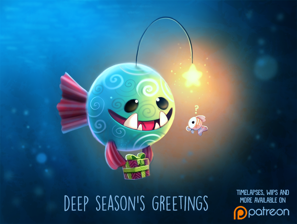 Daily Paint 1490. Deep Season's Greetings by Cryptid-Creations