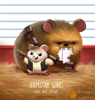 Daily Paint 1518. Hamstar Wars - Han and Chewie