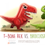 Daily Paint 1602. T-Bone Rex vs. Brocciosaurus