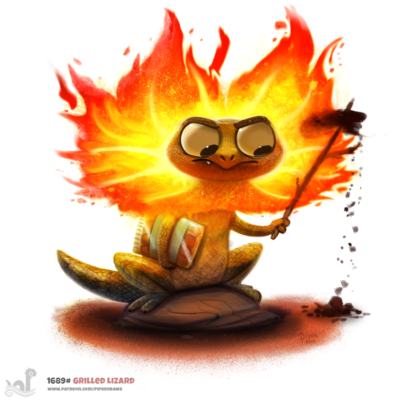 Daily Painting 1689# Grilled Lizard