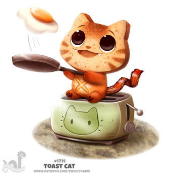 Daily Painting 1714# Toast Cat