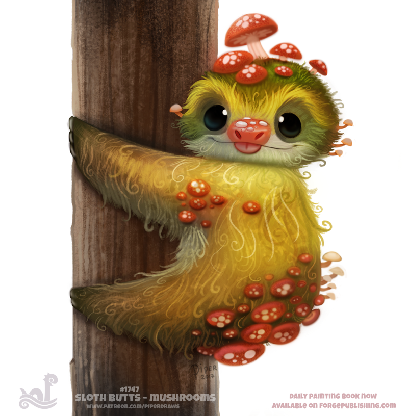 Daily Painting 1747# Sloth Butts - Mushrooms by Cryptid-Creations