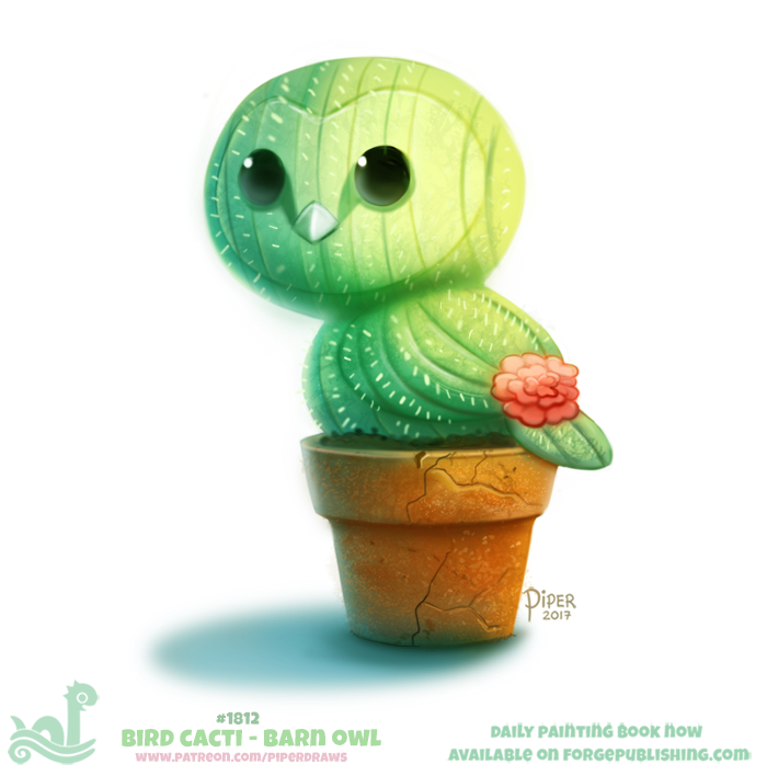 Daily Paint 1812# Bird Cacti - Barn Owl