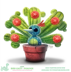 Daily Paint 1814# Bird Cacti - Peacock