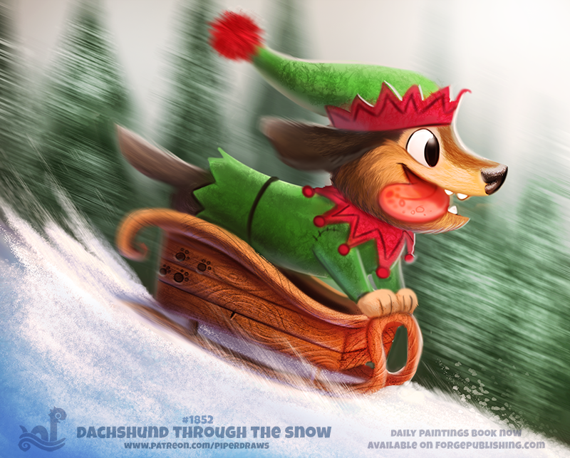 Daily Paint 1852# Dachshund through the Snow