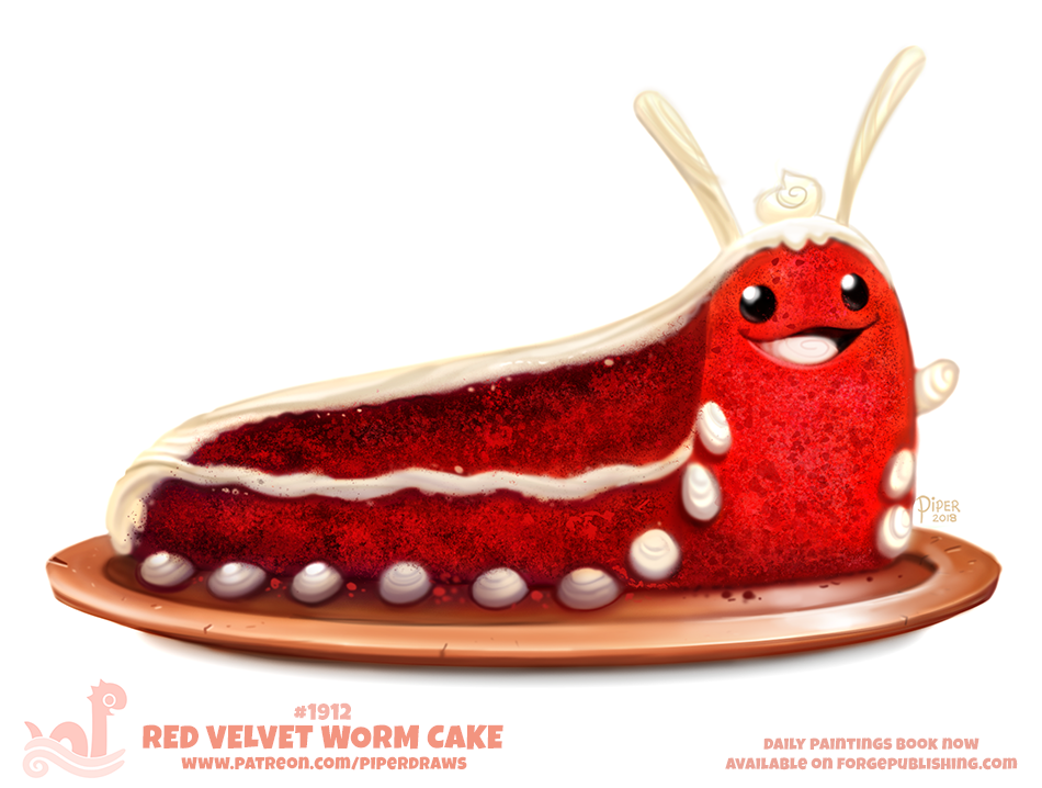 Daily Paint 1912# Red Velvet Worm Cake by Cryptid-Creations on DeviantArt