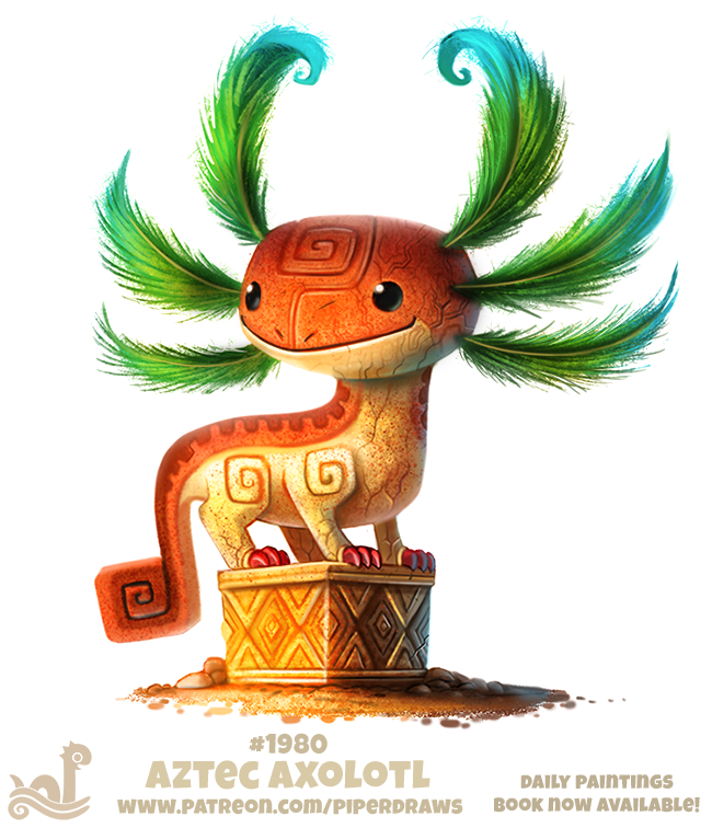 Daily Paint 1980# Aztec Axolotl