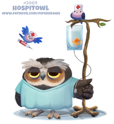 Daily Paint #2064. Hospitowl (Delayed. Emergency)