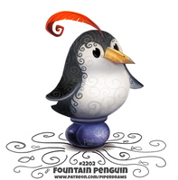 Daily Paint 2202. Fountain Penguin