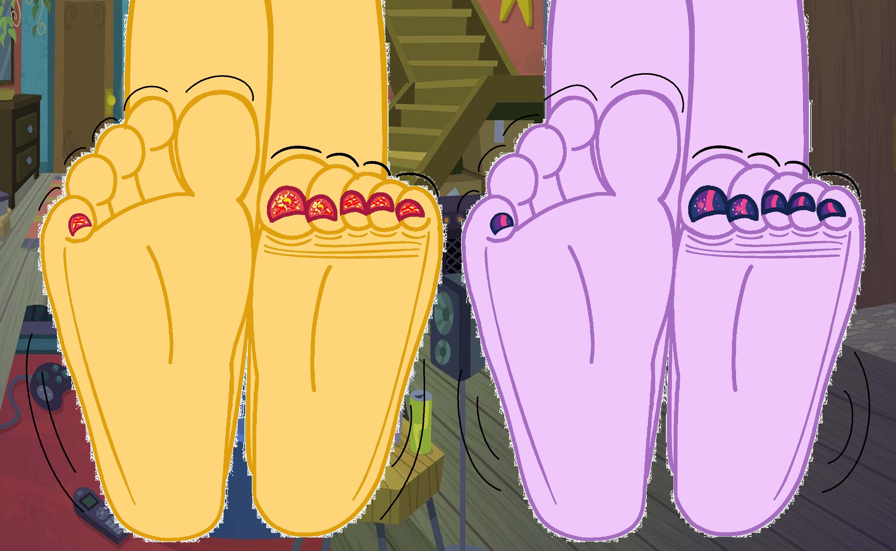Sunset Shimmer and Twilight Sparkle - Feet Duo by GiantKiwiLollipopEQG ...