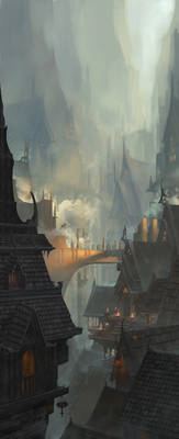 Medieval Cave City Concept art