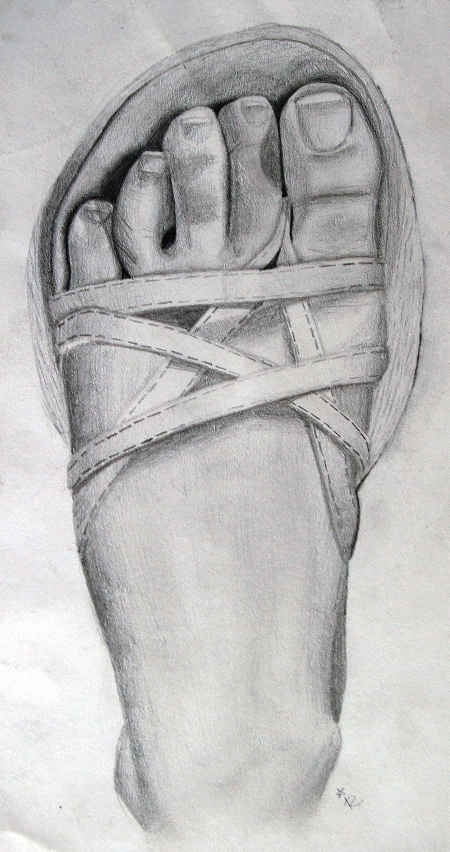 Foot in pencil