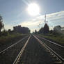 Tracks at sunset