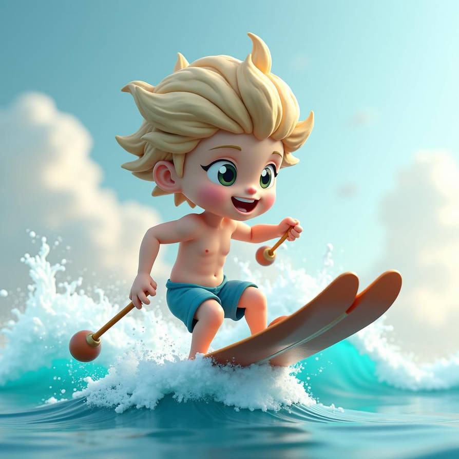 Chibi Raft Chibi on waterskis by Michelangelo, 1 by angolinn on DeviantArt