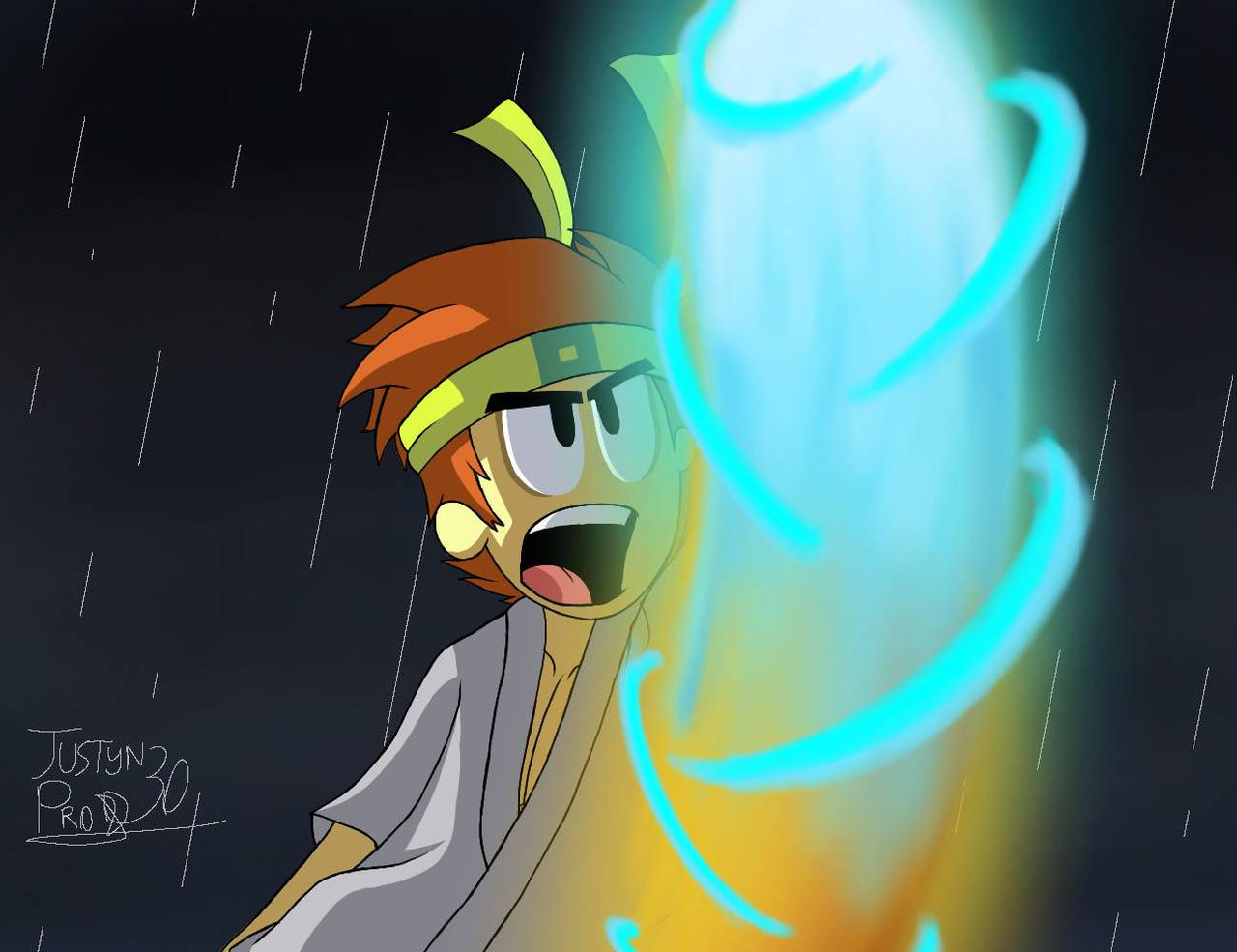 Dan fighting in the rain....