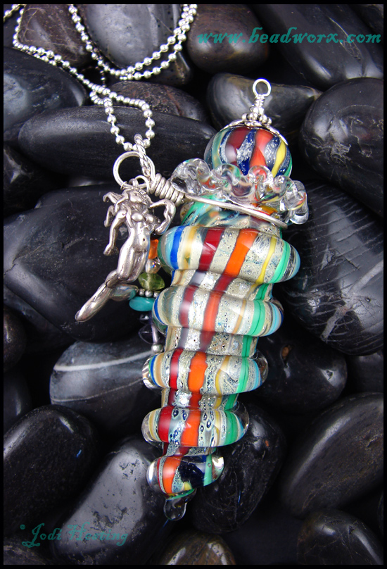 Ocean Prisms - Glass Lampwork Bottle Pendant