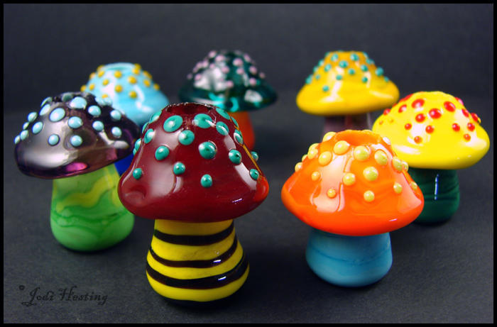 Lampwork Mushroom Beads Glass Mushrooms Mushroom Beads Amanita Beads Glass  Amanita 