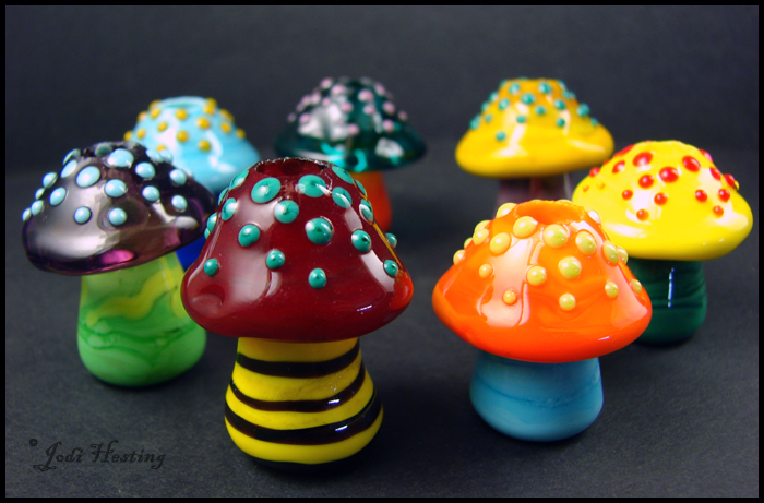 Glass Lampwork Dreadlock Beads - Mushrooms by andromeda on DeviantArt