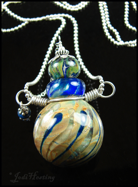 Earth Sage - Glass Lampwork Bottle Pendant