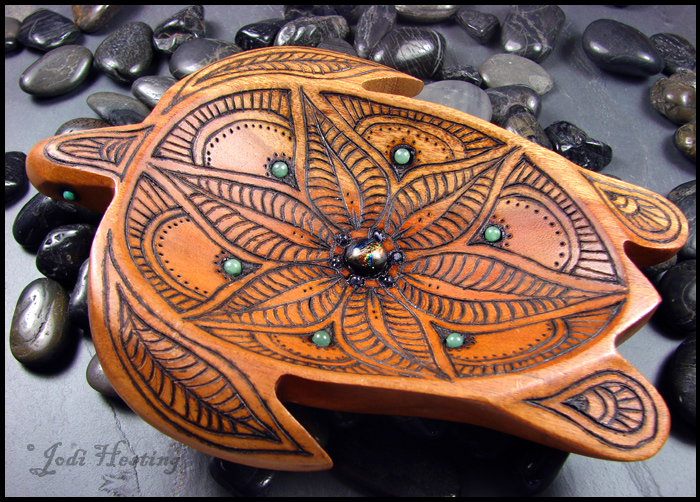 Offering Bowl - wood burned - Turtle Totem