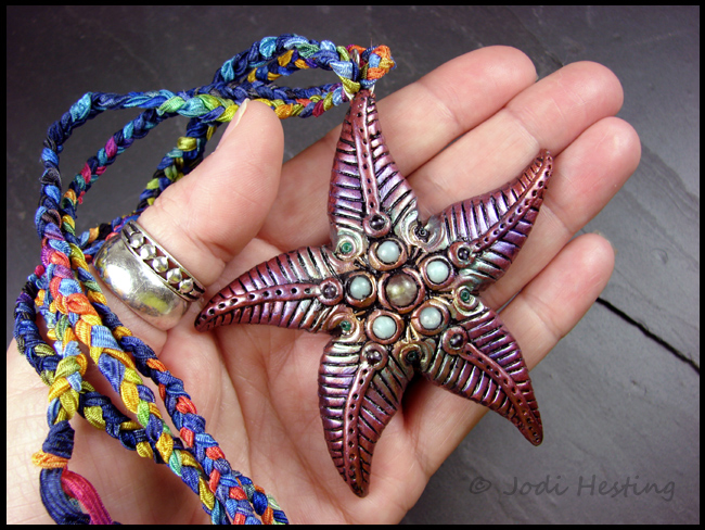 Clay and Gemstone Pendant - Star of the Sea