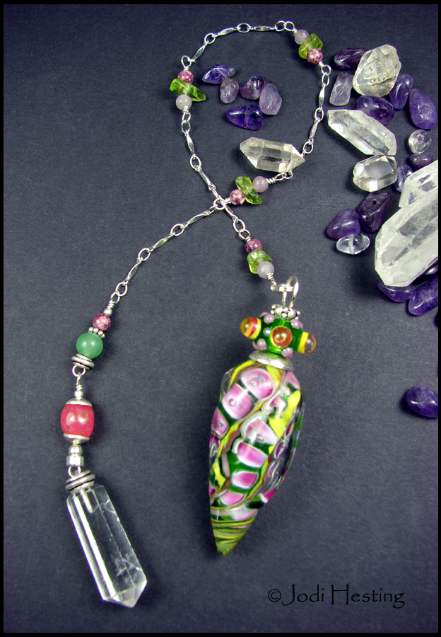 Mystic Heart - Glass Crystal and Gemstone Pendulum