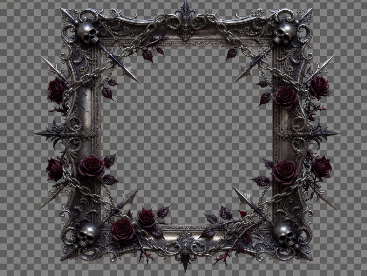 Gothic Frame Skulls and Roses