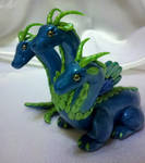 Polymer Clay 3 headed hydra dragon by Valtira