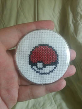 Cross Stitch Pokeball Button