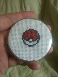 Cross Stitch Pokeball Button