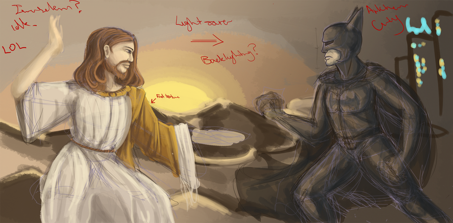 Batman vs Jesus WIP by Kitten-Affliction on DeviantArt