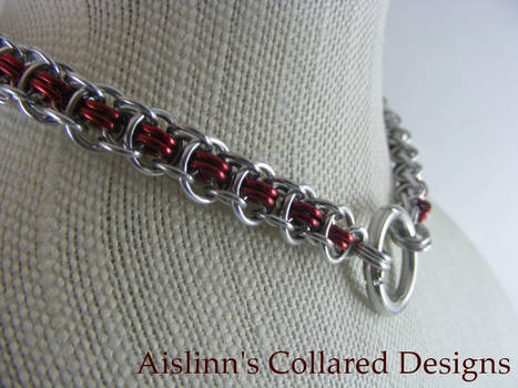 Red Silver Enthrall Slave Collar