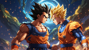 Universe at Stake Goku and Vegeta's Dynamic Battle