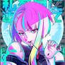 Lucy Netrunner - Cyberpunk Premium Vector Apparel Graphic